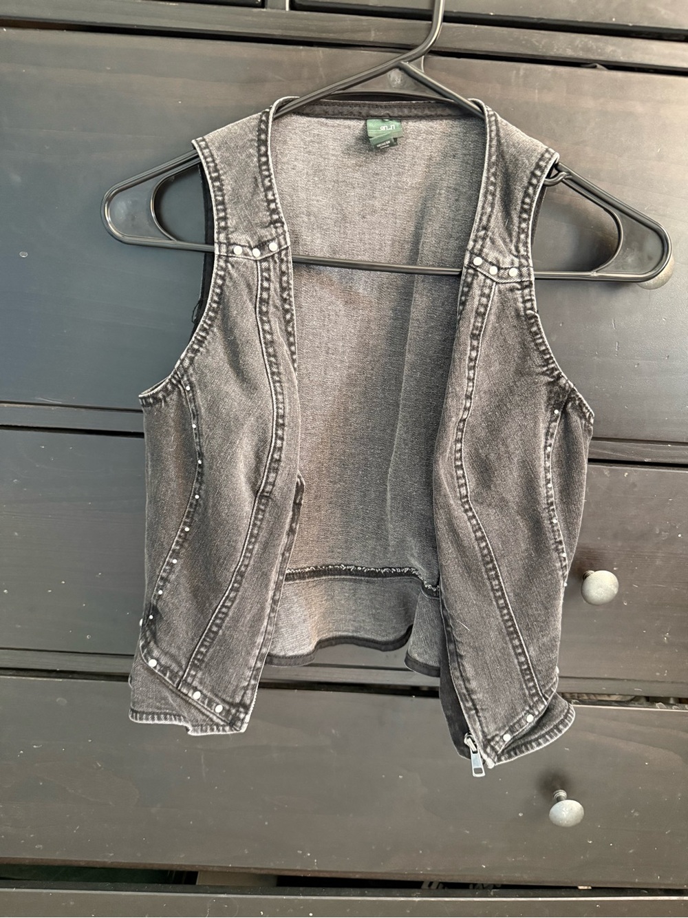 wild fable Black Washed Denim Crop Vest